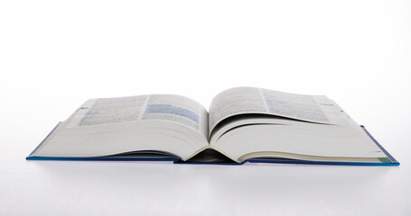 Open book on white background