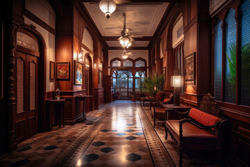 Fototapeta na wymiar Indian hotel interior. Generative AI