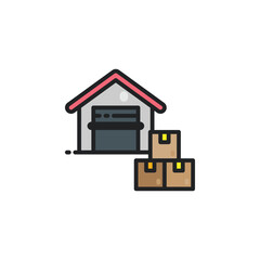 Warehouse filled outline icons. Vector illustration. Isolated icon suitable for web, infographics, interface and apps.