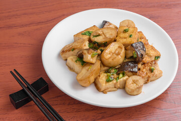 エリンギと豆腐のオイスターソース炒め