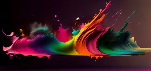 Colorful graphic curve black background for wallpaper or background, backdrop. Generative Ai