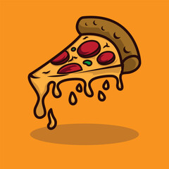Slice of pizza with cheese illustration