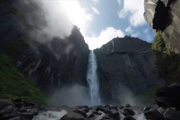 Towering Waterfall made with generative ai