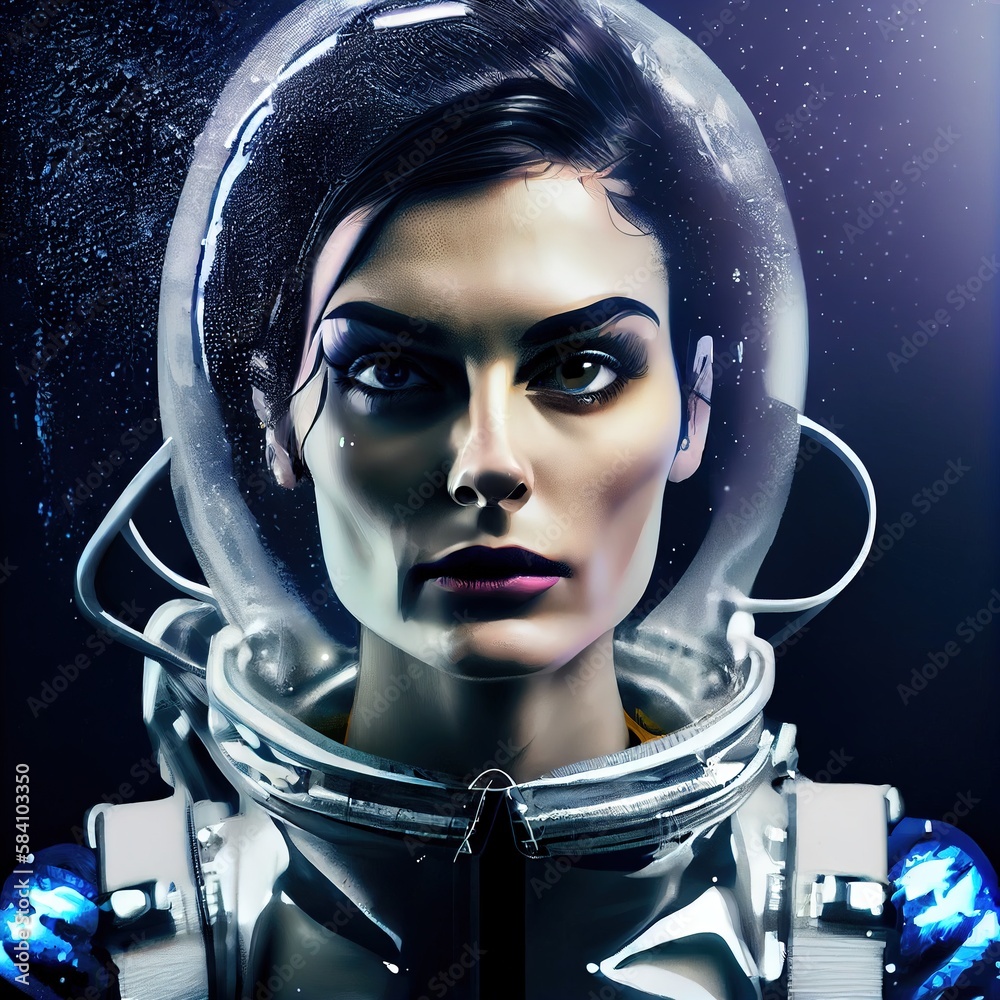Wall mural an astronaut exploring an alien planet. a high-tech astronaut from the future. generative ai art.