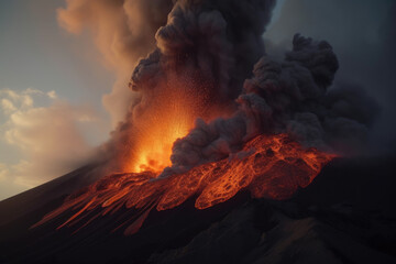 Fiery Volcano made with generative ai
