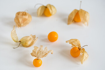 golden berry, cape gooseberry physalis fruit ground cherry organic, isolated white background
