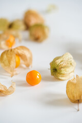 golden berry, cape gooseberry physalis fruit ground cherry organic, isolated white background
