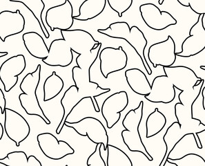 Seamless contour pattern, floral print. Minimalistic design.