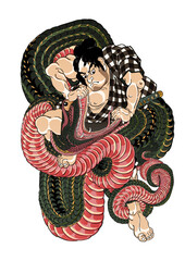 Obraz premium 本朝水滸傳剛勇八百人一個 鷺池平九郎 その3