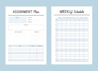 Assignment Plan Schedule Planner. Vector illustration.