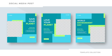 Love your planet instagram posts collection World earth day business template