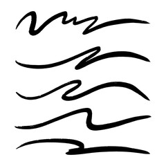 strokes, underlines, highlighter marker strokes, wave brush marks.