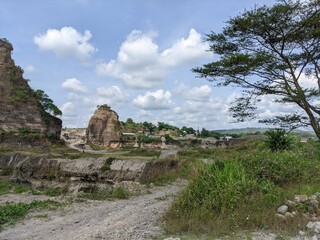 Fototapeta premium The location of a land mine for land expansion purposes in Indonesia which is popular as a tourist destination is called Brown Canyon Semarang