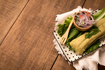 Green tamal corn snack traditional peruvian food 