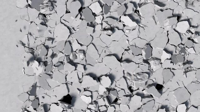 ground continues destructions on the floor.4k animation render with alpha channel.