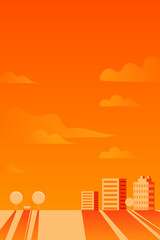 Cityscape public park landscape modern linear style concept illustration.