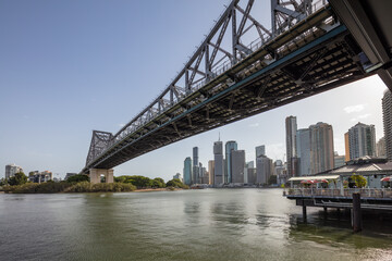 Fototapeta na wymiar The Iconic Story Bridge on the Brisbane river in Queensland, Australia