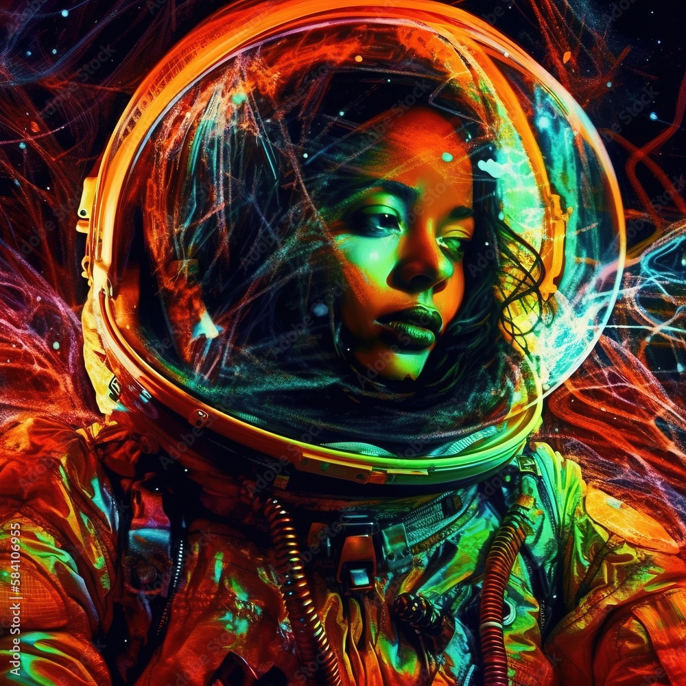 Wall mural portrait of an astronaut in a spacesuit. high-tech astronaut from the future. generative ai art.