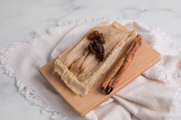 Sweet corn tamal peruvian traditional snack food