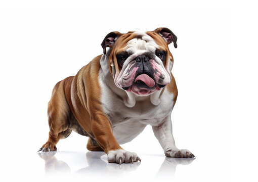 Generative AI image of a bulldog puppy on an isolated white background