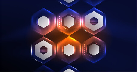 Abstract background neon hexagon vector illustration