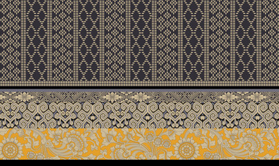 Trendy Seamless pattern in patchwork style. Embroidered print for carpet, rug, scarf, cloth, textile, wallpaper, wrapping paper. Ethnic and tribal motifs. Handwork. Vector illustration. Tile design.