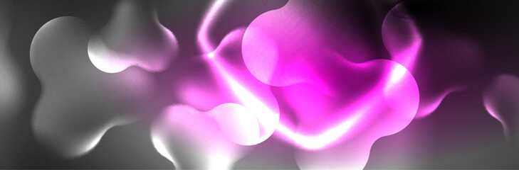 Glowing neon lights abstract shapes composition. Magic energy concept. Template for wallpaper, banner, background or landing