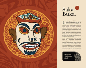 saka buka dayaknese traditional mask indonesia culture handrawn illustration design inspiration