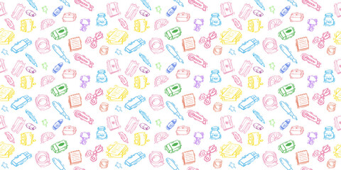 stationery pattern hand drawn, doodle, children pattern, back to school