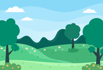 Illustration of natural spring season landscape background vector design
