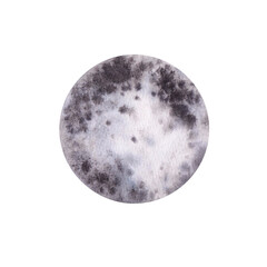 Moon watercolor illustration. Hand drawn illustration. For the design of postcards, children's things, stickers, notebooks.