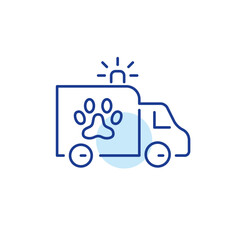 Veterinary ambulance van. Animal medical emergency service. Pixel perfect, editable stroke line icon