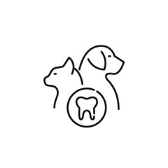 Pet dental services. Cat, dog and tooth. Pixel perfect, editable stroke icon
