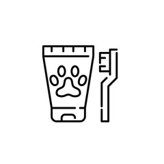 Pet oral hygiene. Toothpaste and brush. Pixel perfect, editable stroke icon