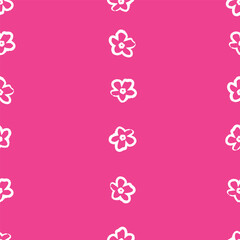 Striped White Outlined Stylized Flowers On Pink Background Textiles Surface Design Seamless Repeat Pattern Design Eps 10 Vector