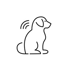 Dog with microchip. Pet registry and identification implant. Pixel perfect, editable stroke icon