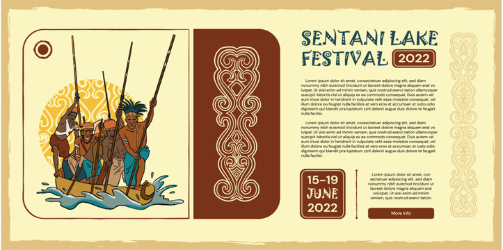 Sentani Festival Papua hand drawn illustration