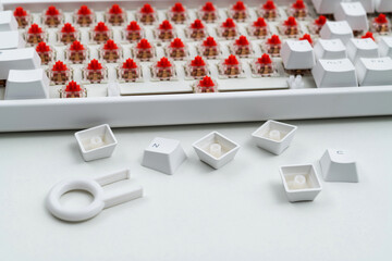 Close up of disassembled computer keyboard