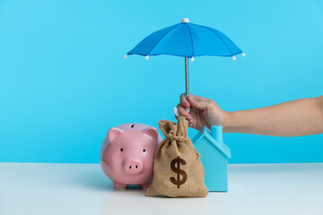 Umbrella protection house and money