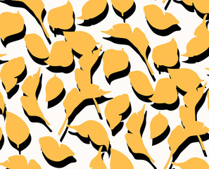 Seamless geometric leaves pattern. Modern three dimensional print.