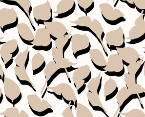 Seamless geometric leaves pattern. Modern three dimensional print.