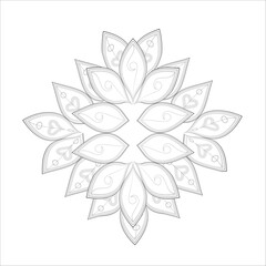Decorative Doodle flowers in black and white for coloring book, cover or background. Hand drawn sketch for adult anti stress coloring page.-vector