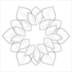 Decorative Doodle flowers in black and white for coloring book, cover or background. Hand drawn sketch for adult anti stress coloring page.-vector