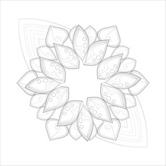 Decorative Doodle flowers in black and white for coloring book, cover or background. Hand drawn sketch for adult anti stress coloring page.-vector