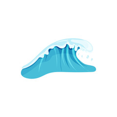 Vector illustration of a single wave. isolated on a white background, blue wawe water, oceanic strength.