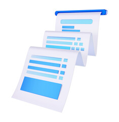 Paper bill transaction receipt 3d rendering illustration