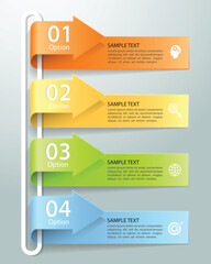 Design infographic template 4 options. Business concept can be used for workflow layout, diagram, number options, timeline, steps, demo infographic