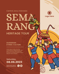 Dugderan Festival from Semarang Indonesian hand drawn illustration