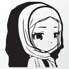 A sketch of a hijab girl character