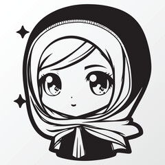 A sketch of a hijab girl character